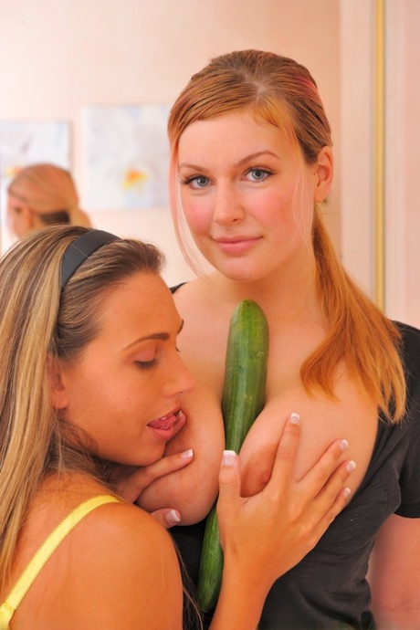 Amateur babes with big tits lick ass and insert cucumber into lesbian cunts 49335908