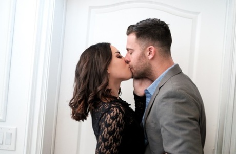 Horny wife Aria Lee kisses her man on the mouth before a hardcore fuck begins 86815371