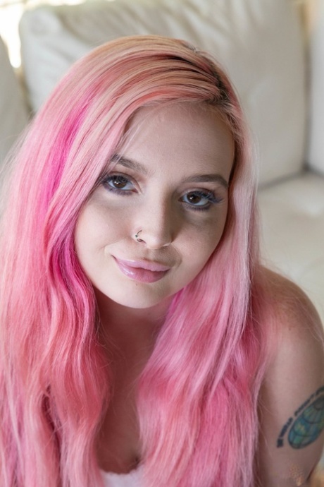 Cute girl with pink hair and pierced nipples pleasures a cock in POV mode 47242107