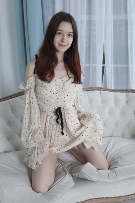 Sweet teen Askor removes a pretty dress for confident nude poses 36126376