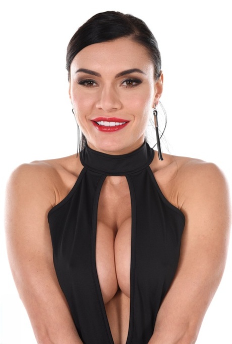 Hot brunette Kitana Lure bares her fake tits prior to masturbating 19420546