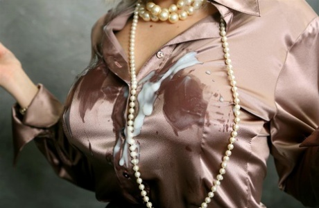 Clothed woman gets undressed as she starts getting doused in sperm 24782433
