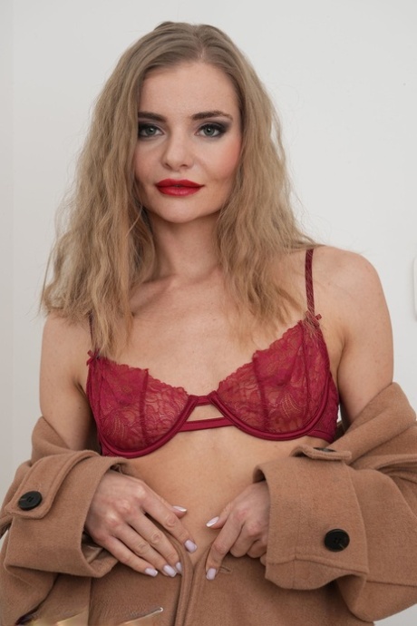 Over 30 blonde Fibi Euro strokes her shaved pussy during solo play 91510658