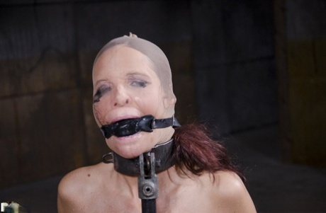 Female sex slave Syren de Mer is mouth fucked with a nylon over her head 85413567