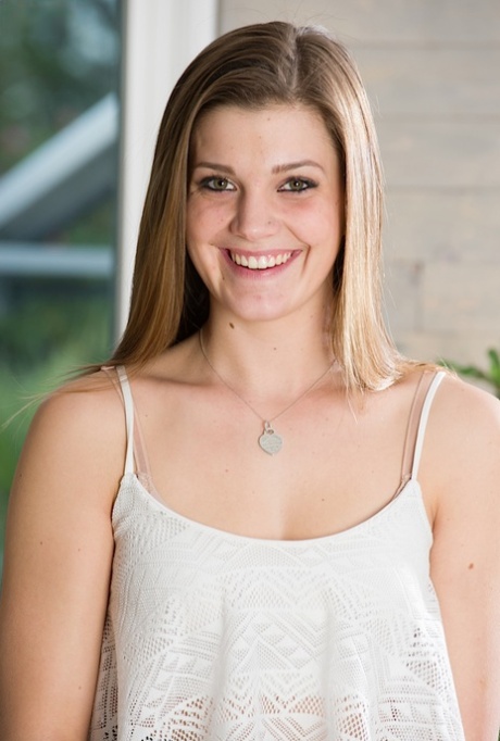 Blonde teen Aubrey Snow lifts skirt to expose pretty white panties 69926143